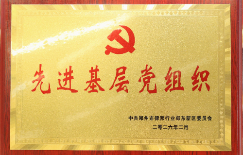 2025年度中共郑州市律师行业郑东新区委员会先进基层党组织